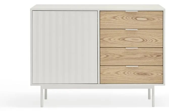 Nízka komoda v dekore duba v bielo-prírodnej farbe 108x80 cm Sierra – Teulat