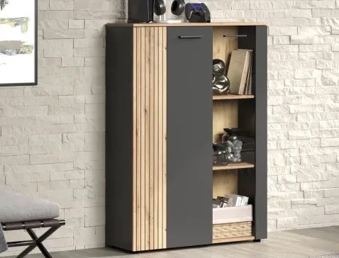 Presklená skrinka Esteban, antracit/dub evoke%