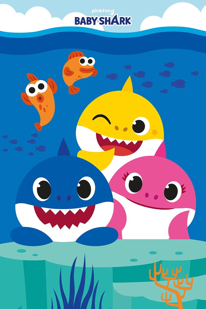 DETSKÁ FLEECOVÁ DEKA BABY SHARK 100X150 CM VZOROVANÁ