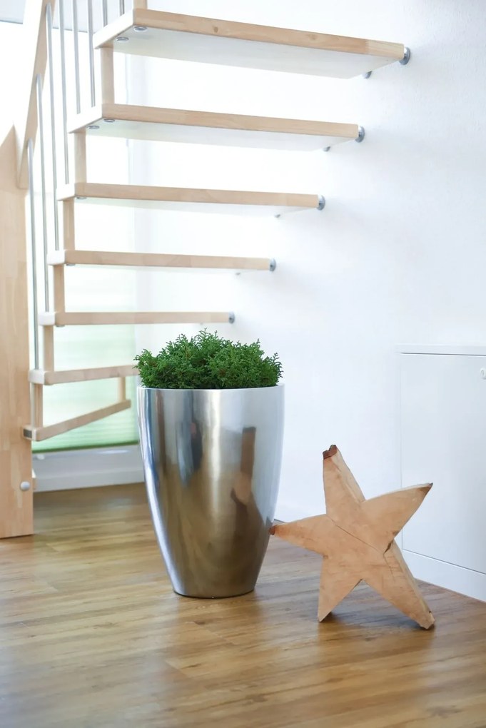 Luxusný kvetináč OPALA, sklolaminát, výška 55 cm, strieborná metalíza