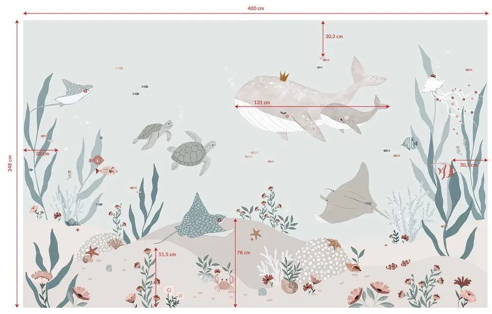 Detská tapeta 400 cm x 248 cm Dreamy Seabed – Lilipinso