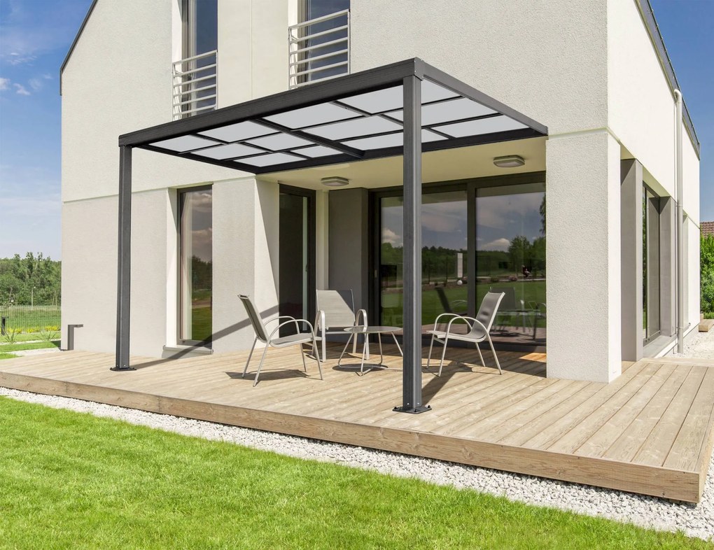 Hliníková pergola BestBerg PZ-12A / 12 m² / antracit/sivá