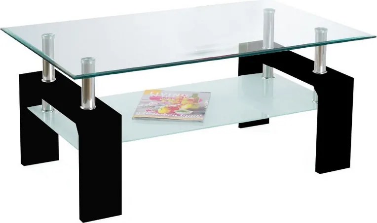 Konferenčný stolík Bolero, čierny/sklo