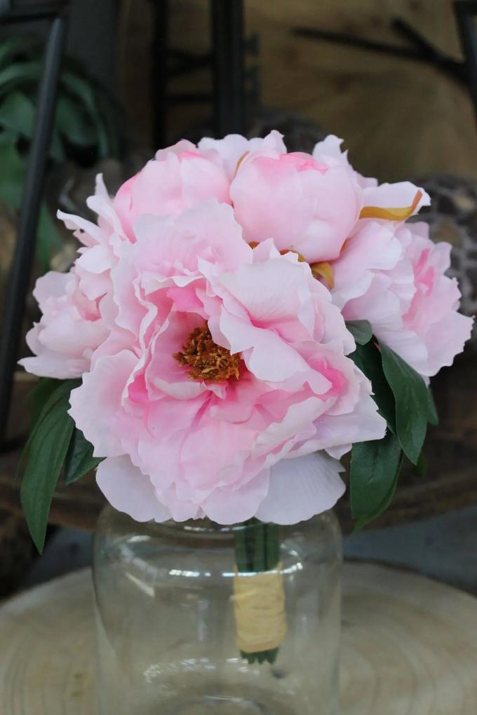 Ružová kytica pivoniek 23cm
