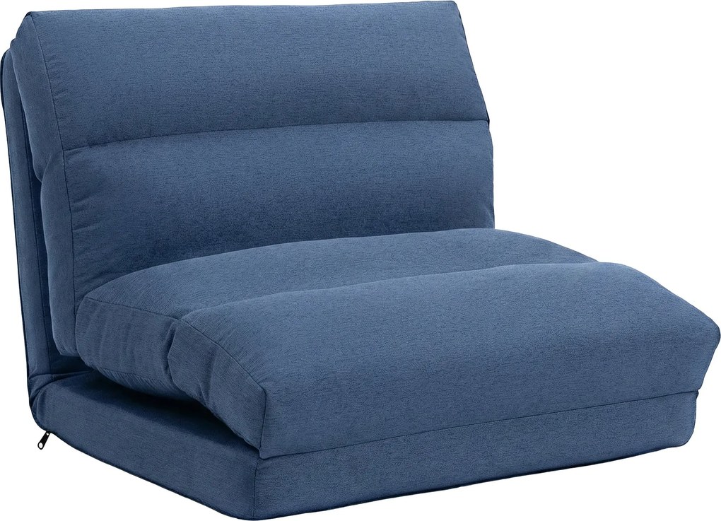 HOMCOM 1‑miestne polohovateľné kreslo – premeniteľné na posteľ, 5 polôh, nosnosť 120 kg, modré, 70 x 72 x 56 cm | Aosom