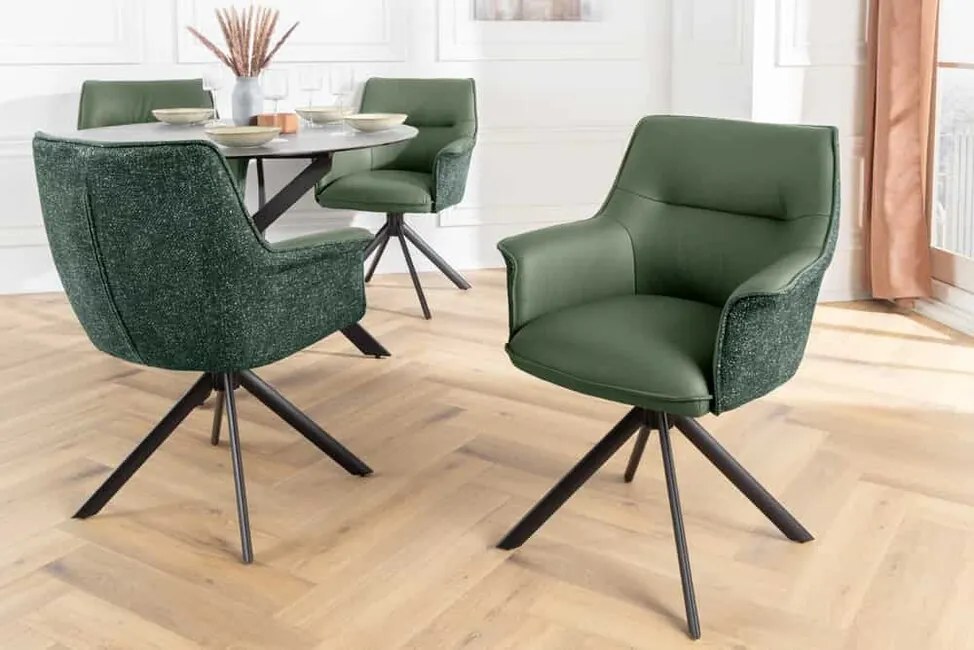 Kožená jedálenská stolička Nancy otočná o 180° zelená