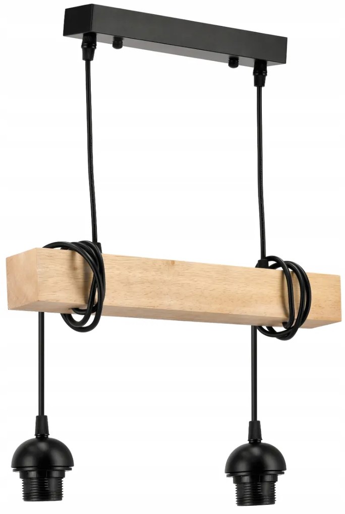BERGE Závesné stropné svietidlo LED drevený trám 2xE27 Dense Ball Luster Luca