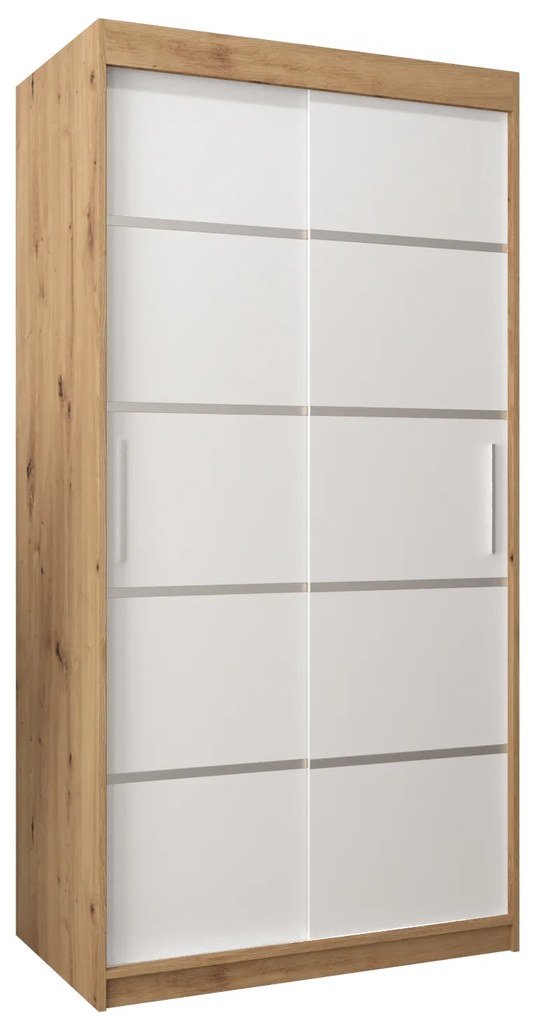 Šatníková skriňa 120 cm Verika 1 120 (dub artisan + biela). Akcia -20%. Vlastná spoľahlivá doprava až k Vám domov. 1063684
