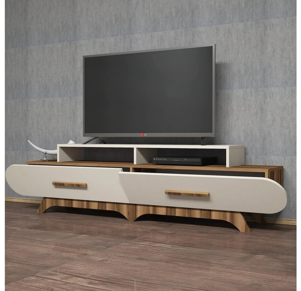 TV stolík/skrinka Florian (orech + krémová). Akcia -20%. Vlastná spoľahlivá doprava až k Vám domov. 1088858