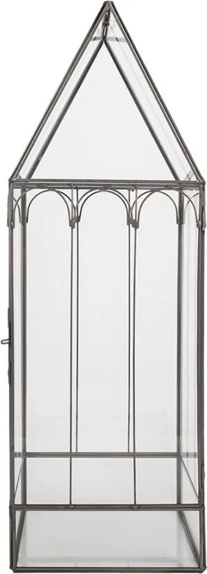 Mosadzný antik dekoračný skleník/ vitrína Cloelia - 15*15*45 cm