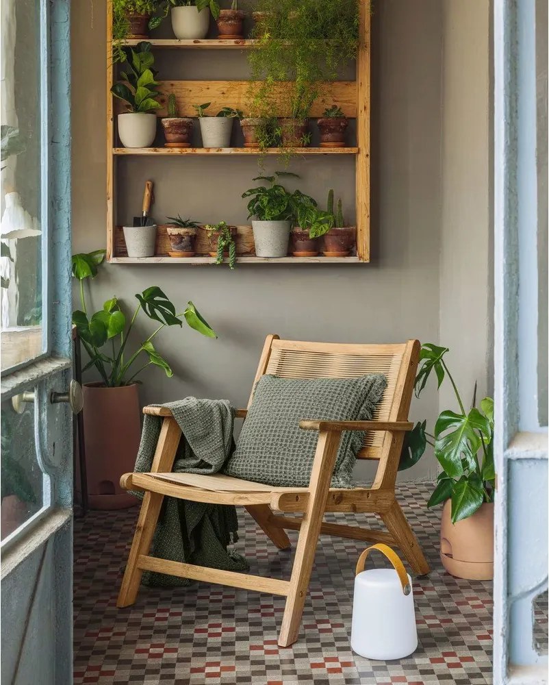 Bielo-hnedá vonkajšia lampa Kave Home Dialma
