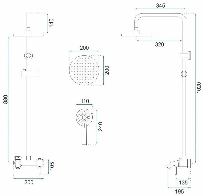 Rea Luis - sprchový set s vaňovým výtokom, medená matná, REA-P7156