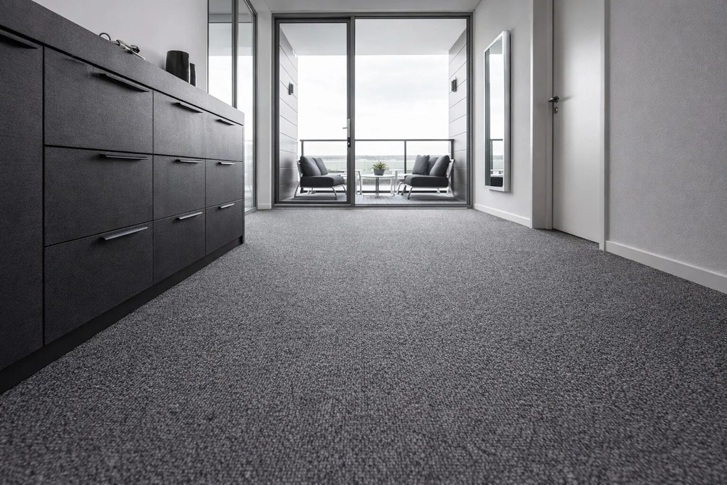Metrážny koberec Dublin 145 šedý, na mieru, šíře 4m,5m, šedá, ab (mriežka), chodba / predsieň, Avanti