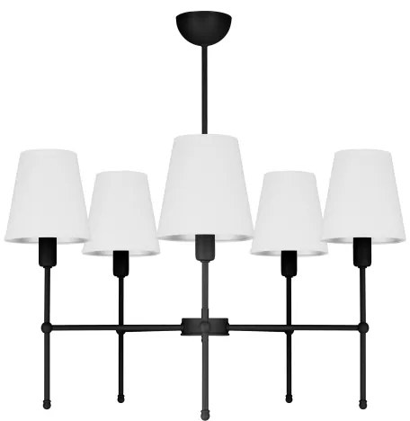 Luster na tyči MADELA 5xE14/40W/230V biela/čierna