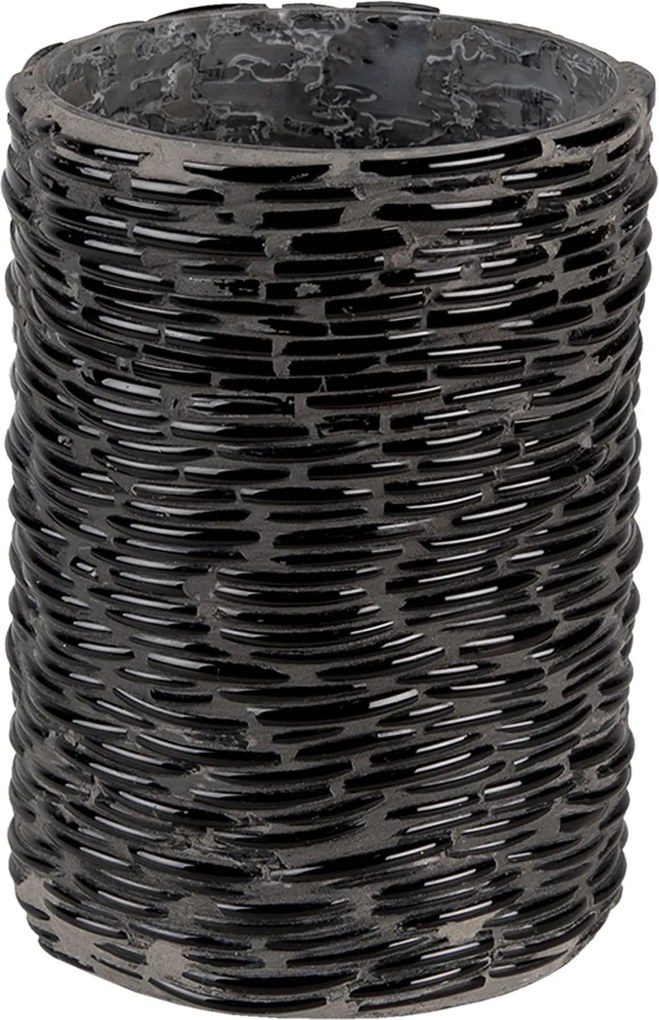 Čierny sklenený svietnik Black M - Ø 10 * 15 cm