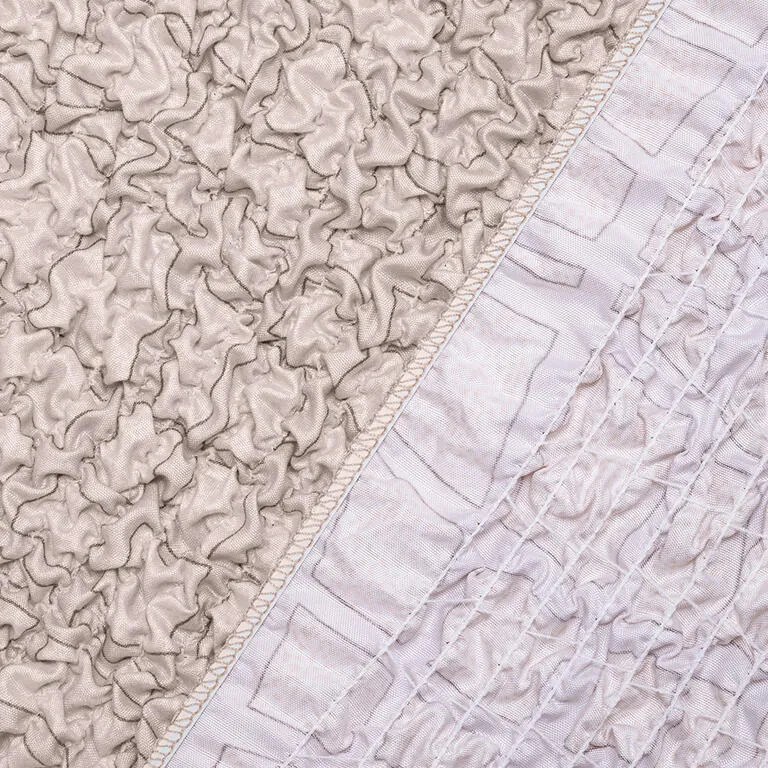 Bielastické poťahy GRAFITI NOVÉ béžové dvojkreslo s drevenými rúčkami (š. 80 - 140 cm)