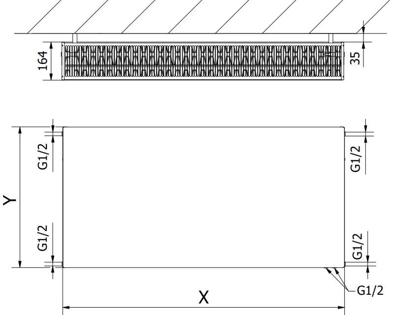 Mexen, Mexen Flat CVF33 panelový radiátor 400 x 1000 mm, spodné pripojenie, 1581 W, biely - W633F-040-100-00