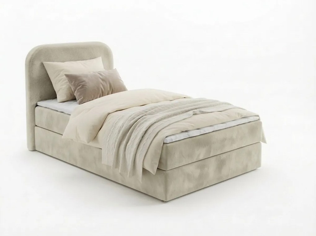 Čalúnená posteľ boxspring FORENA 90x200 cm krémová Matrac: Bonell pružinová matrac