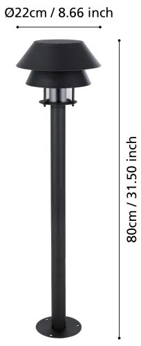 Eglo 900803 - Vonkajšia lampa CHIAPPERA 1xE27/40W/230V 80 cm IP65