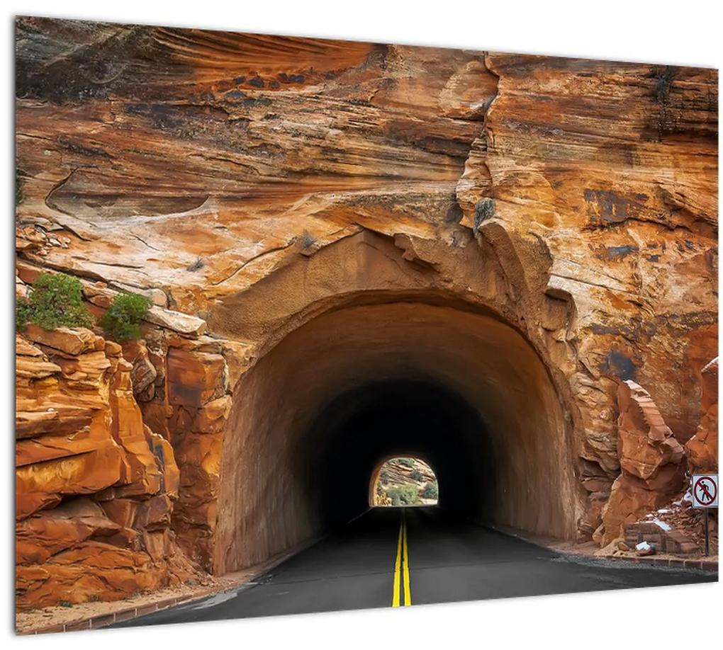 Sklenený obraz - tunel v skale (70x50 cm)