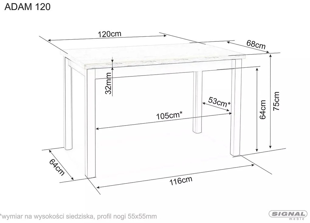 Jedálenský stôl Adam 120 cm dub lancelot/biely