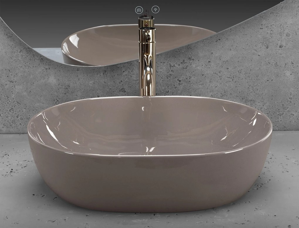 Rea Lisa, umývadlo na dosku 490x350x140 mm, béžová lesklá, REA-U6380