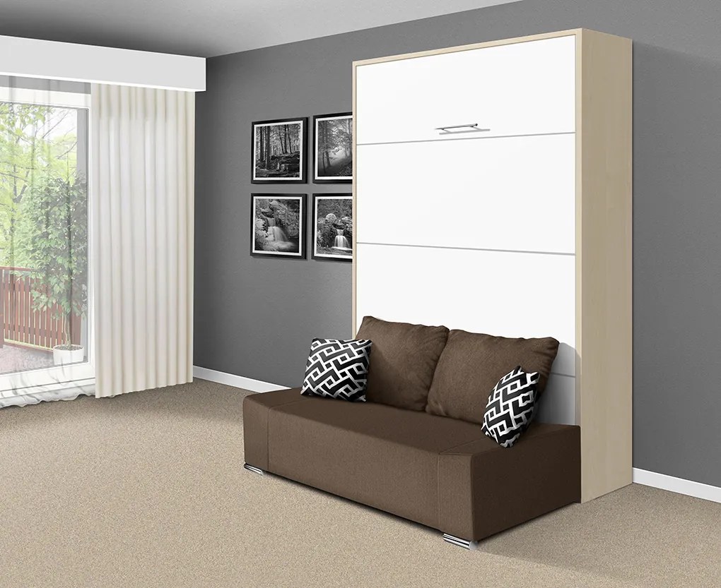 Nabytekmorava Sklápacia posteľ s pohovkou VS 21058P 200x140 farba pohovky: Modrá, Typ farebného prevedenia: Buk / dvere buk