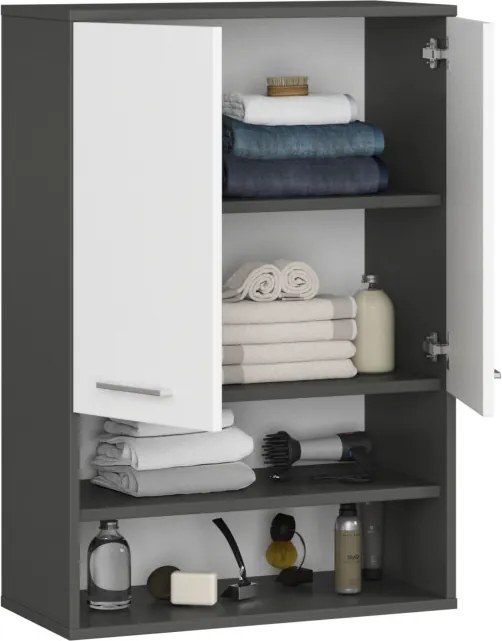 Kúpeľňová skrinka FIN H934 W64 2D 1P grafitová / biela