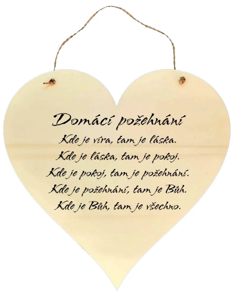 AMADEA Drevené srdce s textom Domáce požehnanie..., 21 x 20 cm