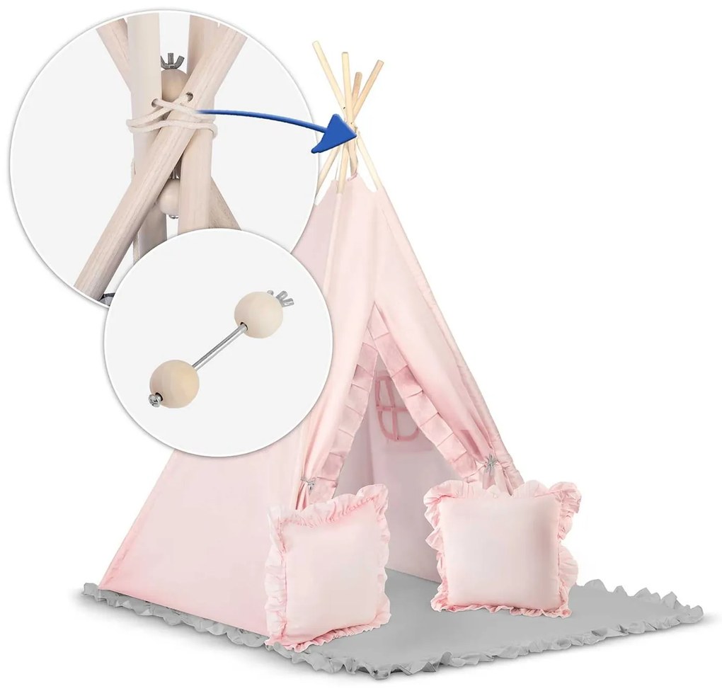 Detský stan típí Nukido NK-406 - svetloružový