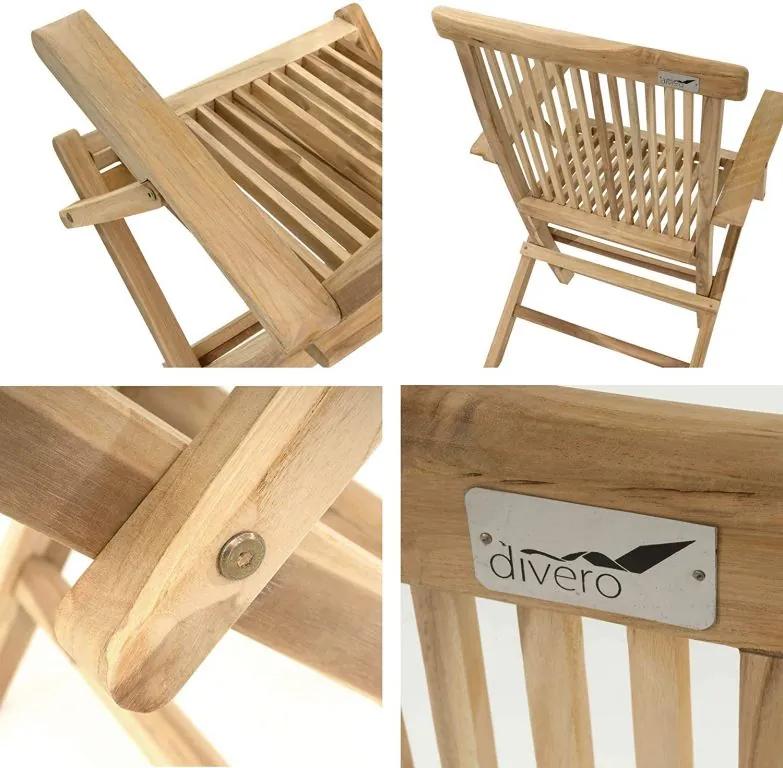 Divero 47298 Záhradná stolička Divero skladacia – teakové drevo
