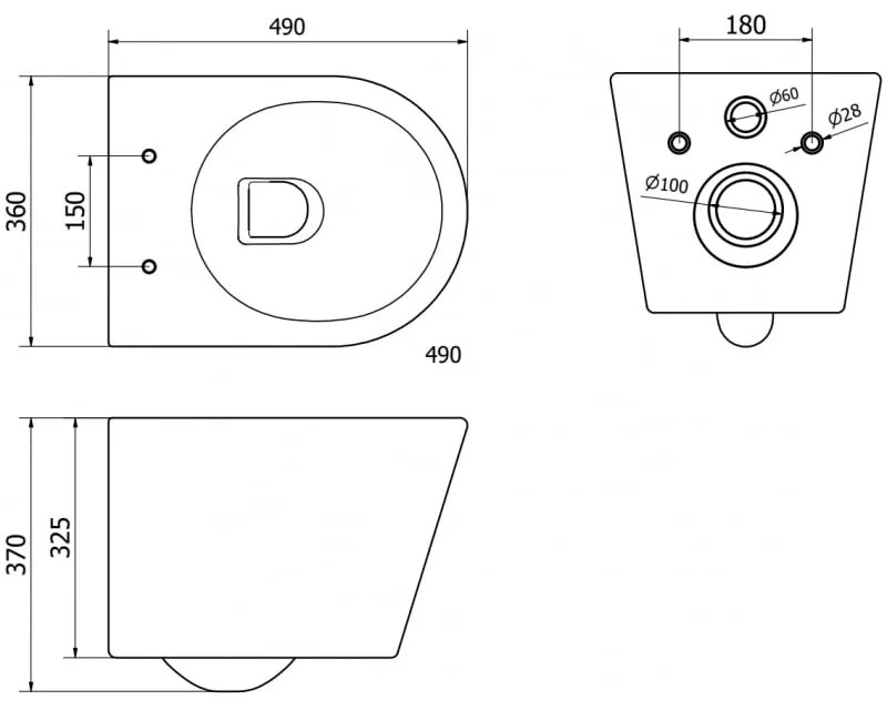 Mexen Rico, závesná WC misa 490x360x370 mm, Rimless Tornádo + WC sedadlo z duroplastu, biela lesklá, 30720400T