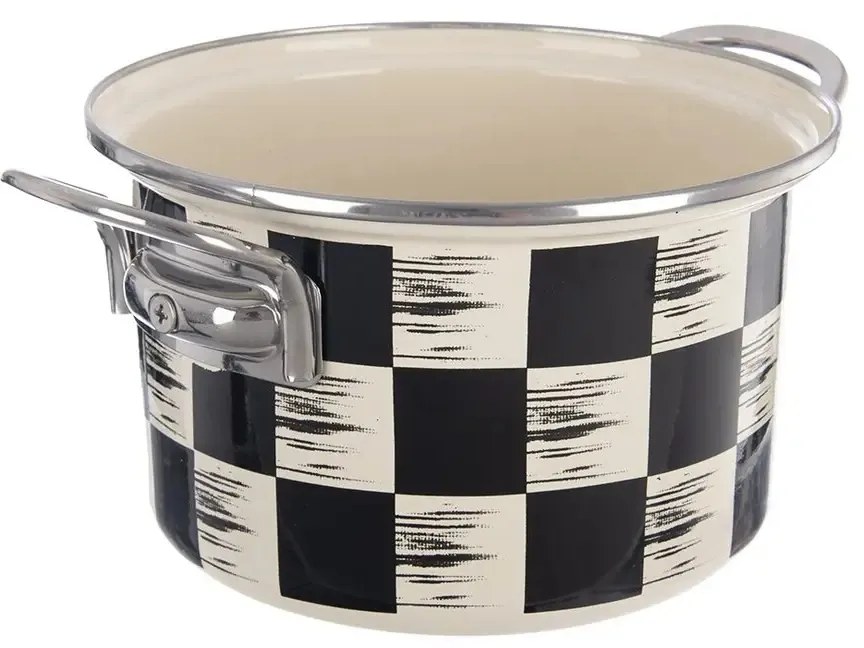 Hrniec smalt ŠACHOVNICA Lem 2 l , pr. 18 cm