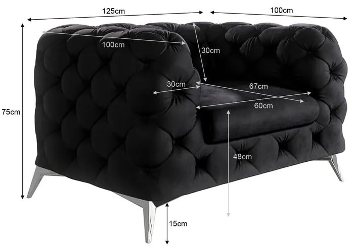 Čierne zamatové kreslo Chelsea – Ropez