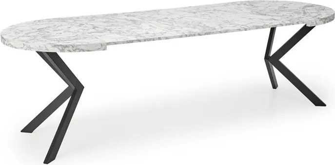 Rozkladací jedálenský stôl 100-250 cm Pepeera (mramor biely + čierna) (pre 6 8 osôb). Vlastná spoľahlivá doprava až k Vám domov. 1049335