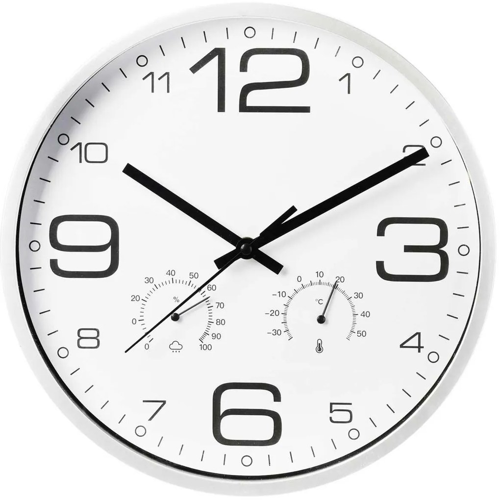 Nástenné hodiny s vlhkomerom a teplomerom Julie, biela/čierna