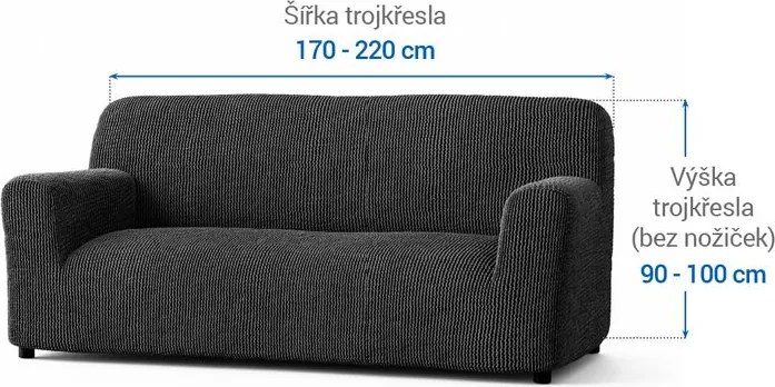 Bielastické poťahy COSTINA antracit trojkreslo (š. 170 - 220 cm)