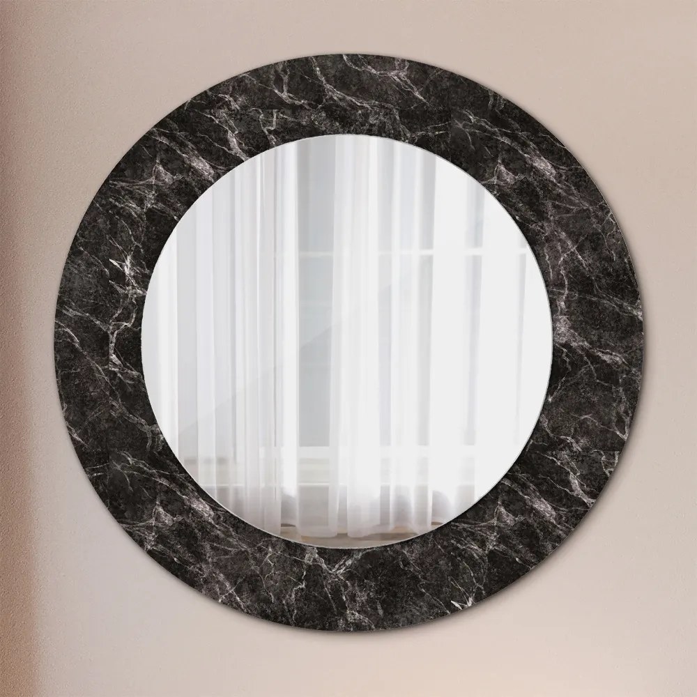Čierny mramor Okrúhle dekoračné zrkadlo na stenu