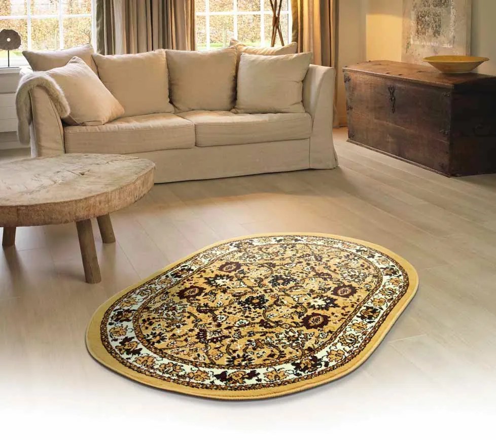 Sintelon, Kusový koberec Teheran Practica 59 / EVE ovál, 200x290, béžová, chodba / predsieň