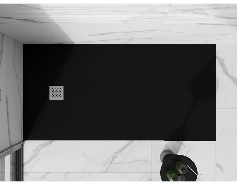 Mexen Stone+, obdĺžniková vanička z minerálneho kompozitu 180 x 80 cm, čierna matná, 44708018