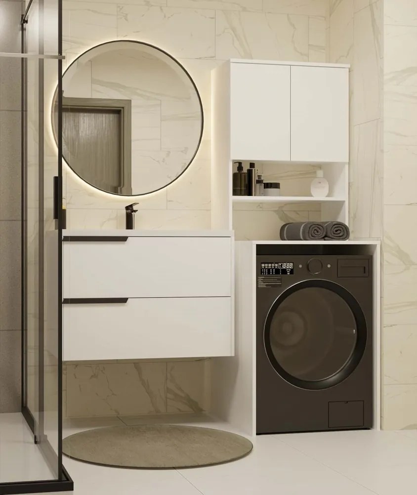 Kúpeľňová skrinka nad práčku POLA MULTI biela