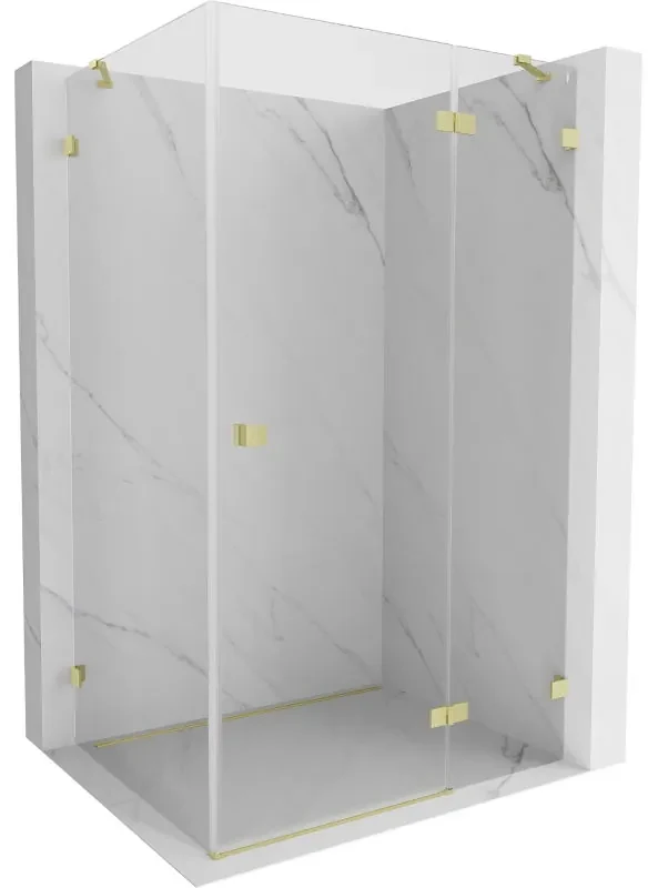 Mexen Lunar, výklopný sprchový kút pravý 100 x 90 cm, 8mm číre sklo, zlatý kartáčovaný - 834-100-090-55-00-P
