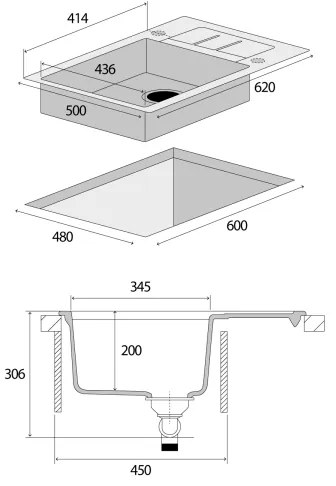 Concept DG05C45BE - Kuchynský drez CUBIS 50x62 cm granit/béžový