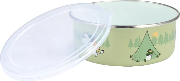 Miska s vrchnákom Moomin Campers 0,8l, smalt / zelená