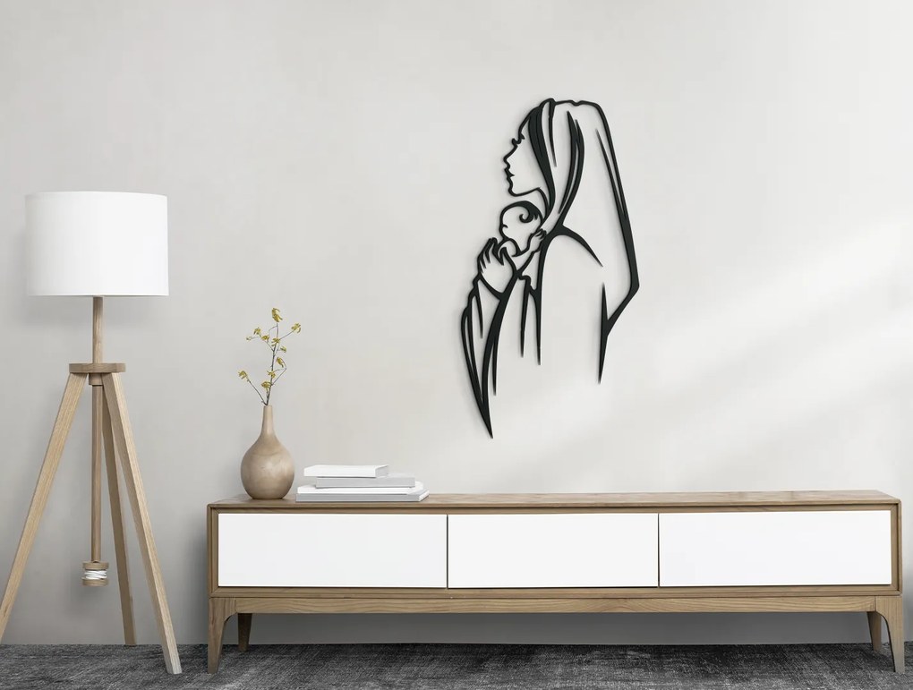 drevko Moderná nálepka Mária s Ježiškom Rozmer obrazu: 44,5 x 23 cm, Farba dekorácie: Čierna