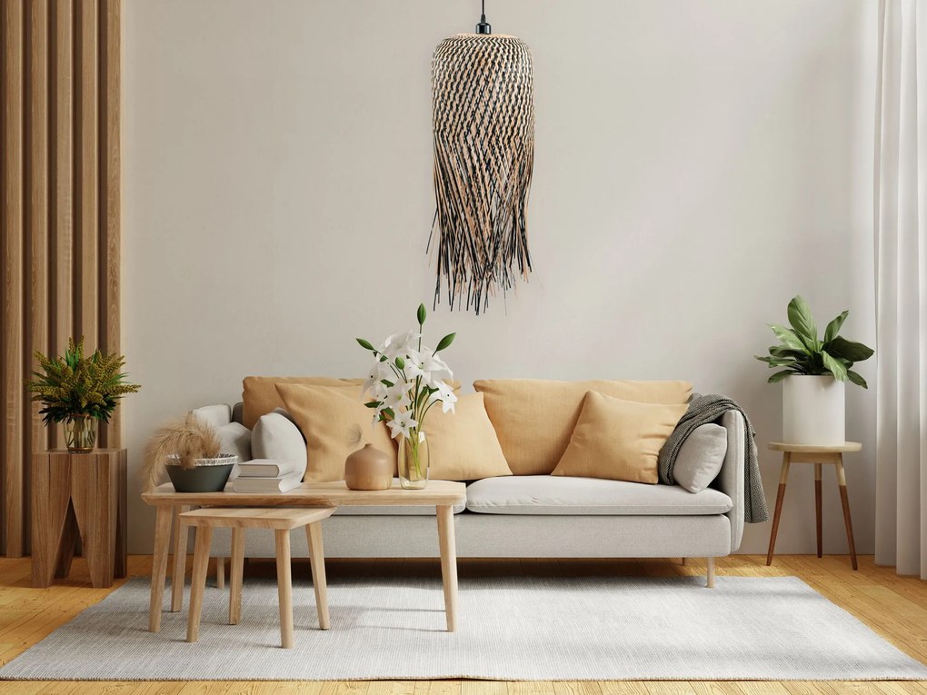 Toolight Toolight, stropné svietidlo 1xE27, APP1276-1CP, čierna-prírodná hnedá, OSW-02460