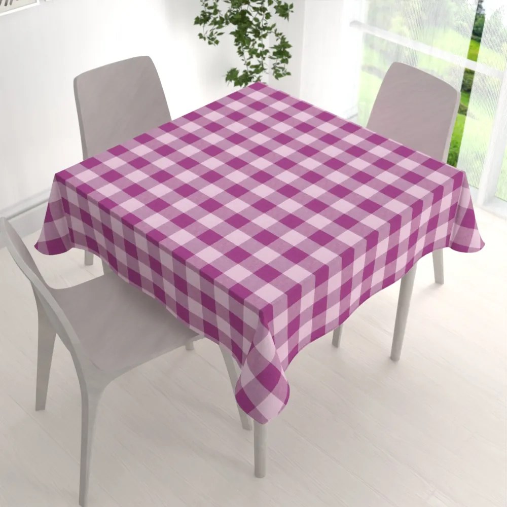Biante Bavlnený štvorcový obrus Olivia OL-021 Fialová kocka veľká 80x80 cm