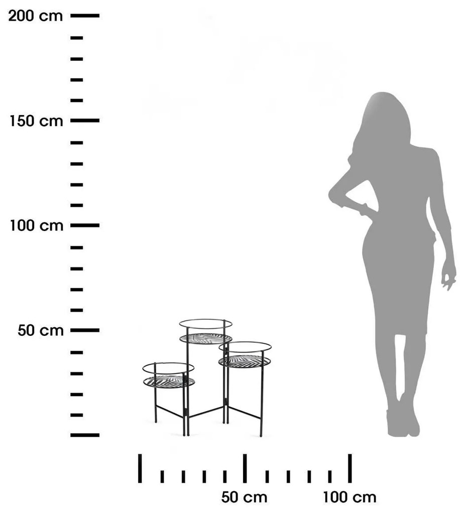 STOJAN NA KVETINÁČ TRIPLE 55X64X20 CM ČIERNA