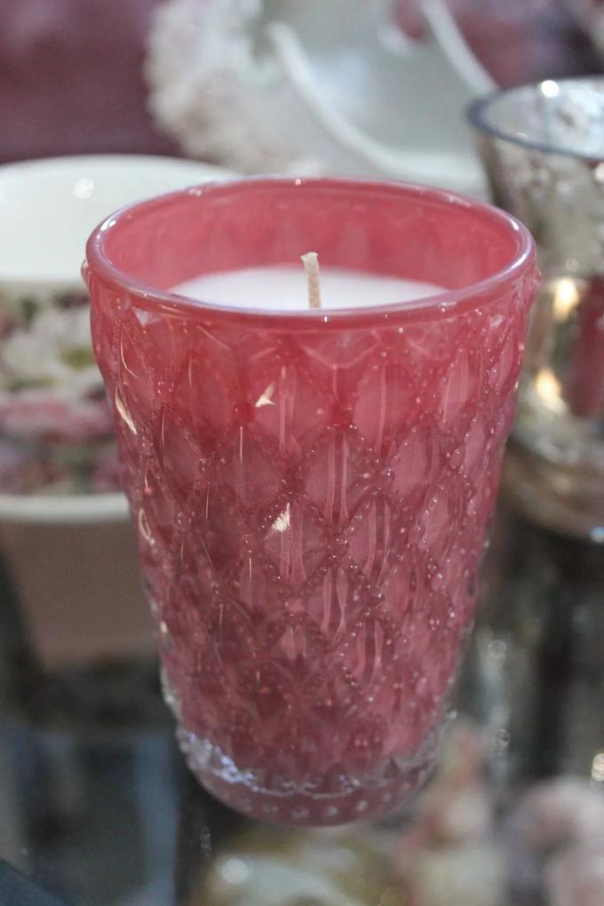 Ružová voňavá sviečka v luxusnom pohári 11cm