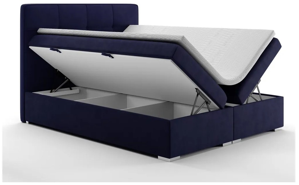Manželská posteľ Boxspring 140 cm Loty (tmavomodrá) (s úložným priestorom). Akcia -20%. Vlastná spoľahlivá doprava až k Vám domov. 1020305